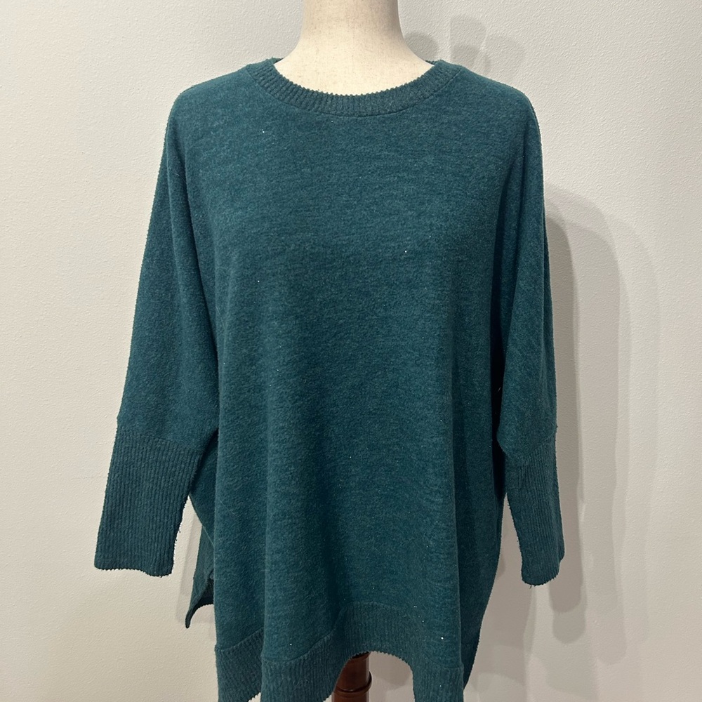 Cherish Teal Cowl Neck Sweater
